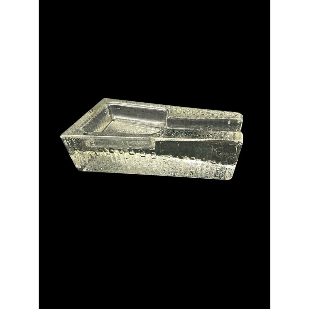 Vintage Crisa Libbey Mid-Century MCM Clear Glass Block Cigar Ashtray/Pipe Rest - Picture 3 of 9